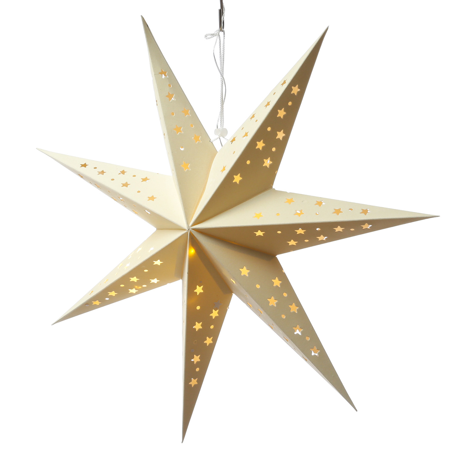LED Papierstern mit Stoffbezug - Samtstern - 7-zackig - 10LED - D: 60cm - Batterie - Timer - weiß LED Papierstern mit Stoffbezug - Samtstern - 7-zackig - 10LED - D: 60cm - Batterie - Timer - weiß