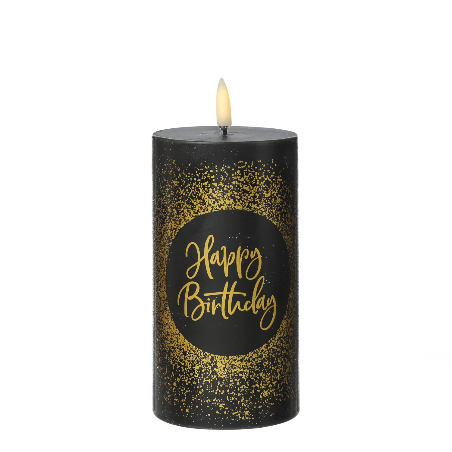 LED Kerze HAPPY BIRTHDAY - Echtwachs - H: 15cm - D: 7,8cm - Timer - bis zu 1000 Std. - schwarz LED Kerze HAPPY BIRTHDAY - Echtwachs - H: 15cm - D: 7,8cm - Timer - bis zu 1000 Std. - schwarz