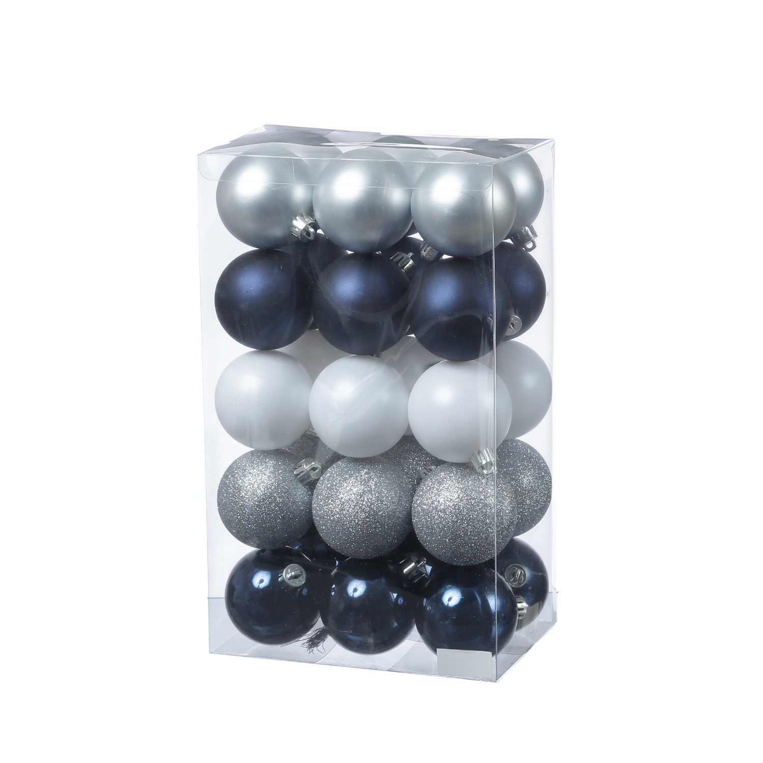 Christbaumkugel - Weihnachtskugel - bruchfest - D: 6cm - glänzend matt - blau, silber - 30St. Christbaumkugel - Weihnachtskugel - bruchfest - D: 6cm - glänzend matt - blau, silber - 30St.