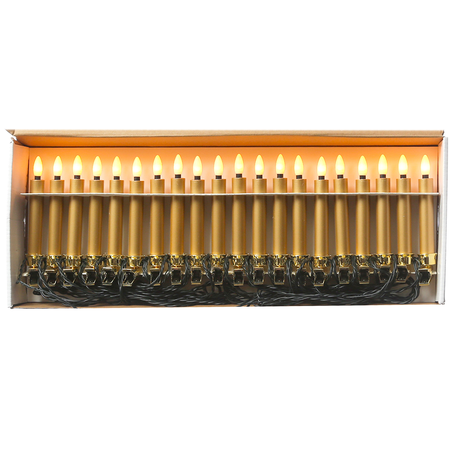 LED Kerzenlichterkette - 20 Christbaumkerzen - Weihnachtsbaumlichterkette - L: 9,5m - Innen/Außen