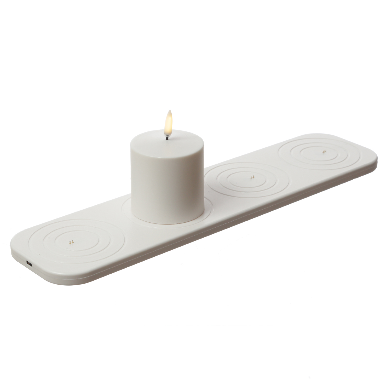 LED Kerze - wiederaufladbare LED Stumpenkerze mit Ladestation - 6,8cm x 6,8cm - Timer - Innen/Außen LED Kerze - wiederaufladbare LED Stumpenkerze mit Ladestation - 6,8cm x 6,8cm - Timer - Innen/Außen