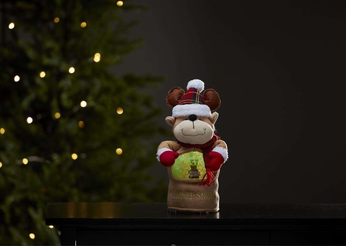 LED Stoff-Figur Rentier - Schneekugel mit Sensor - 1 warmweiße LED - H: 27cm - Batteriebetrieb LED Stoff-Figur Rentier - Schneekugel mit Sensor - 1 warmweiße LED - H: 27cm - Batteriebetrieb