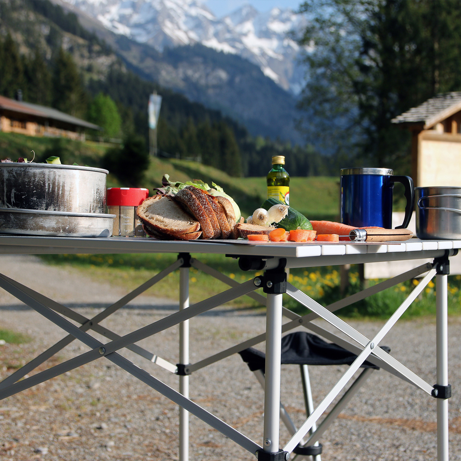 Rolltisch für Camping 70x70cm - nur 3,3kg -. Geringes Packmaß