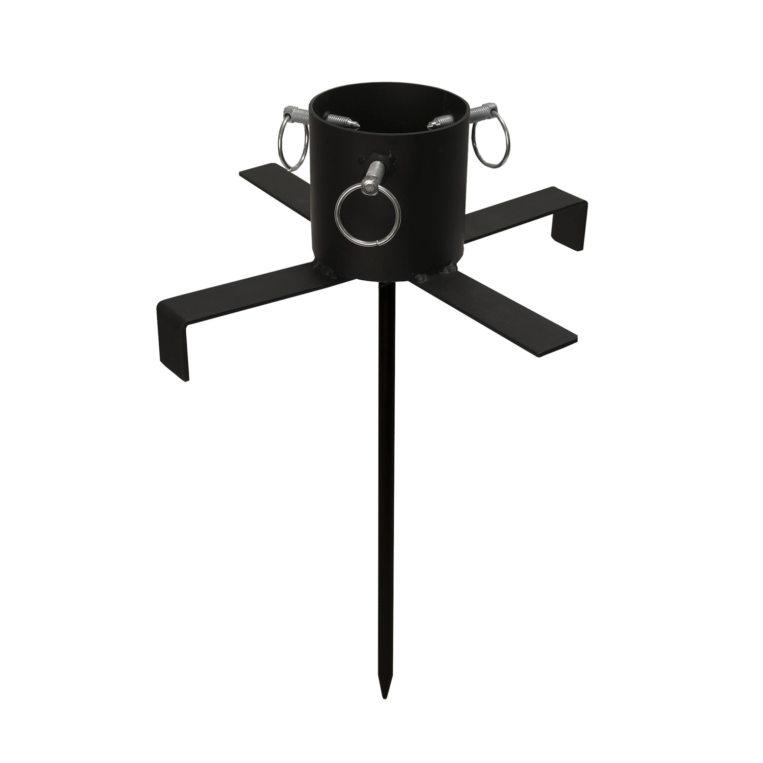 Baumständer aus Eisen mit Erdspieß - Stammdurchmesser 3-9cm - Baumhöhe bis 2,5m - f. Außen - schwarz Baumständer aus Eisen mit Erdspieß - Stammdurchmesser 3-9cm - Baumhöhe bis 2,5m - f. Außen - schwarz