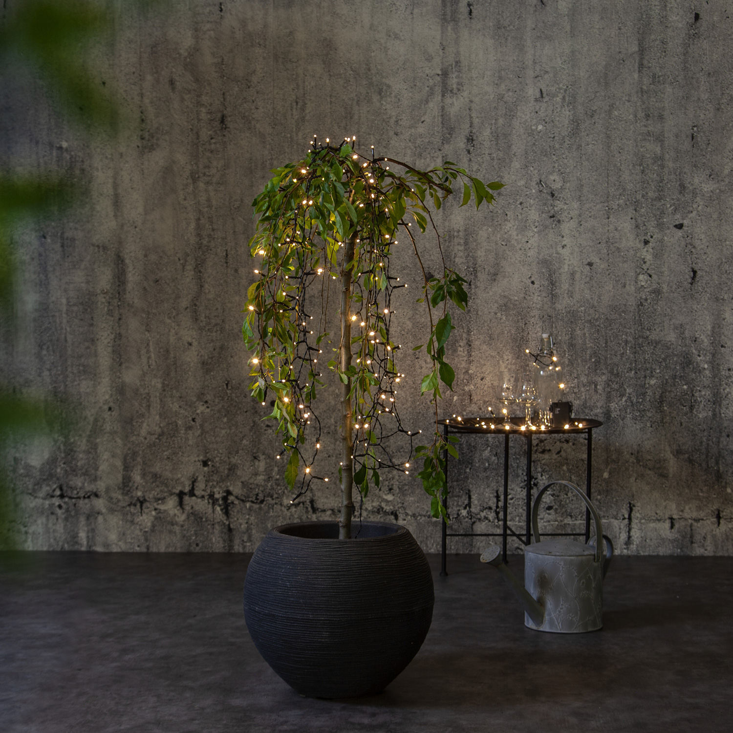 LED Lichterkette - AKKU - 160 warmweiße LED -  L: 11,2m -  Batterie - Timer - outdoor - schwarz LED Lichterkette - AKKU - 160 warmweiße LED -  L: 11,2m -  Batterie - Timer - outdoor - schwarz