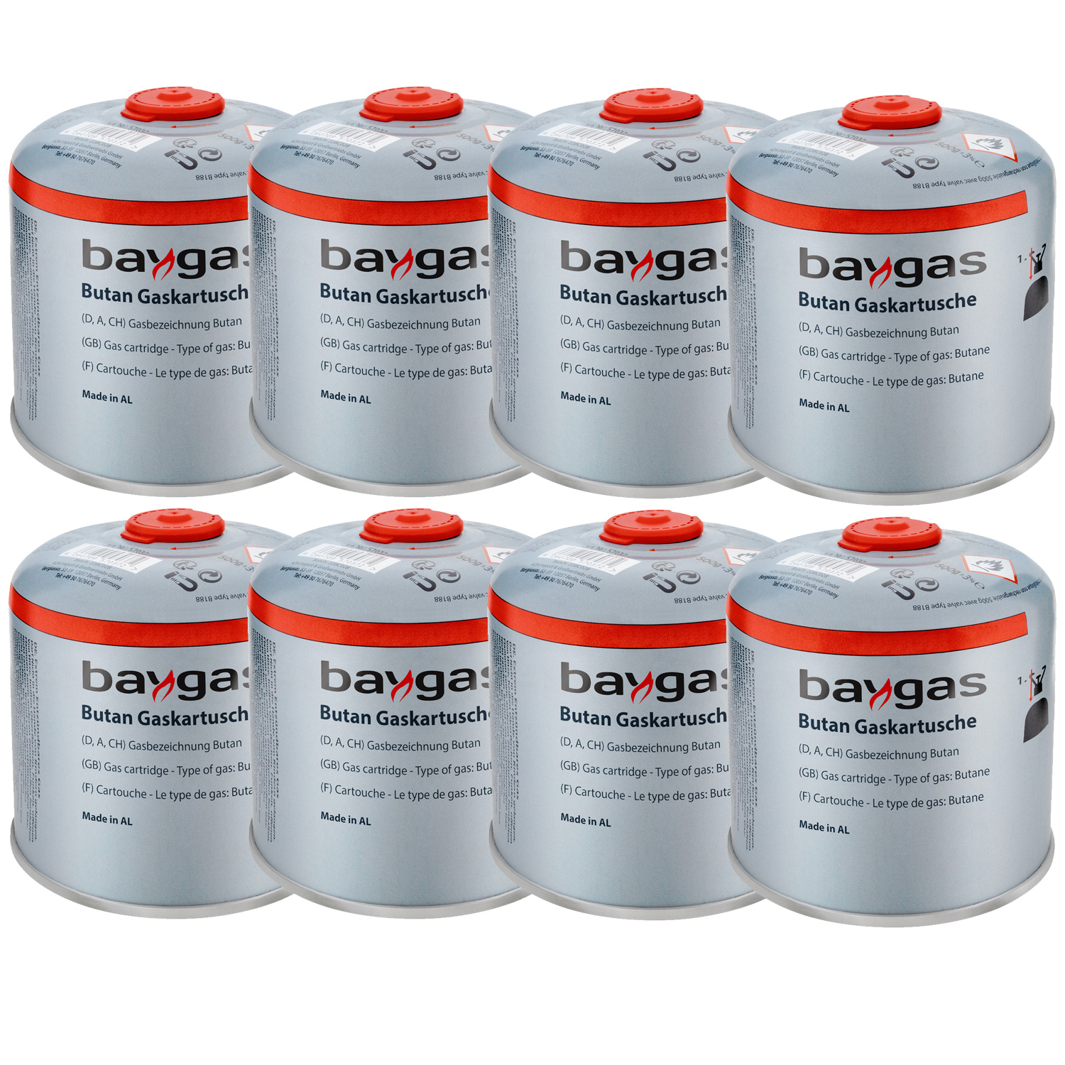 8 x Butangas Schraubkartusche 500g EN417 Gaskartusche 8 x Butangas Schraubkartusche 500g EN417 Gaskartusche