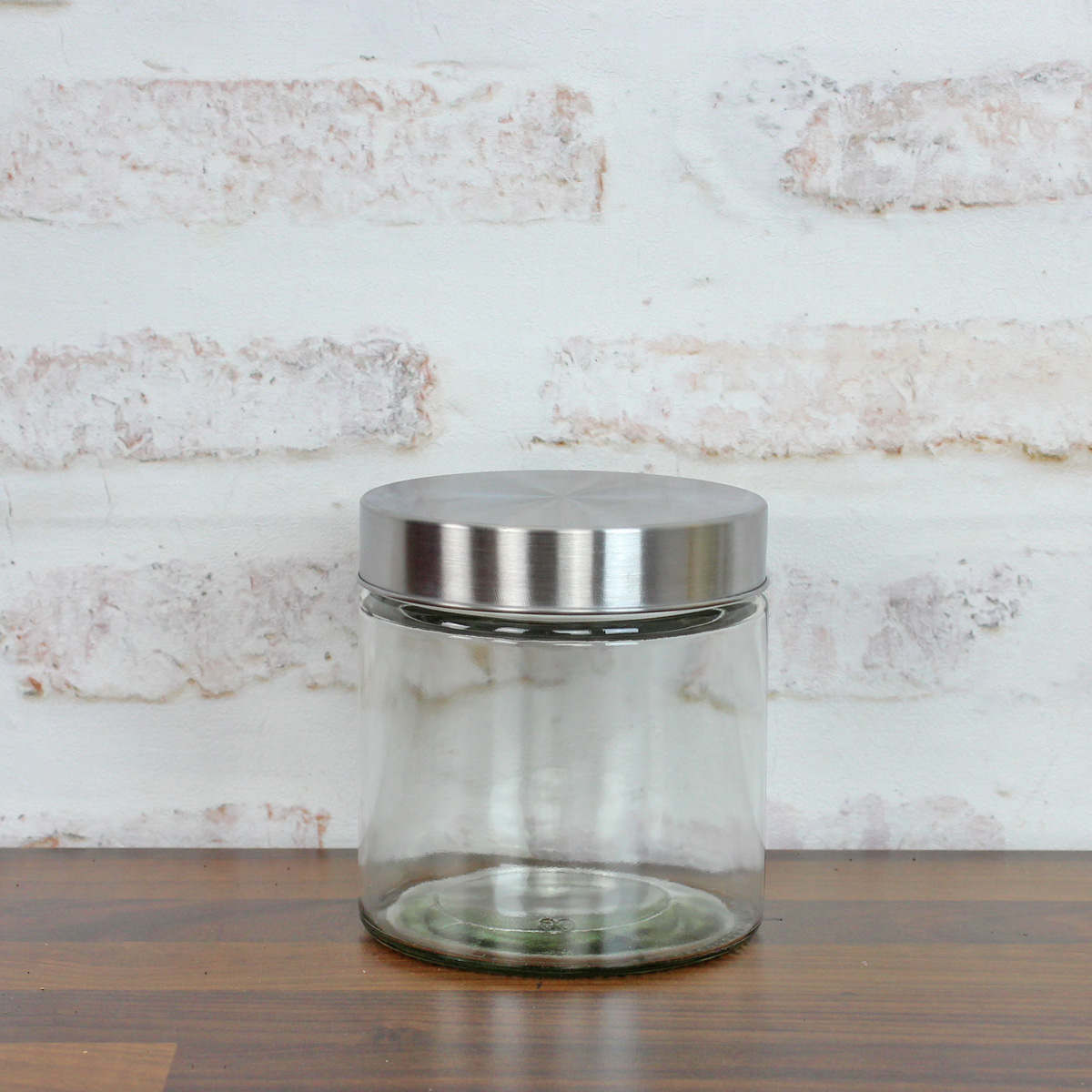 Vorratsdose S - Glas mit Edelstahldeckel - 0,85 Liter - D: 11cm - H: 12cm - 3er Set
