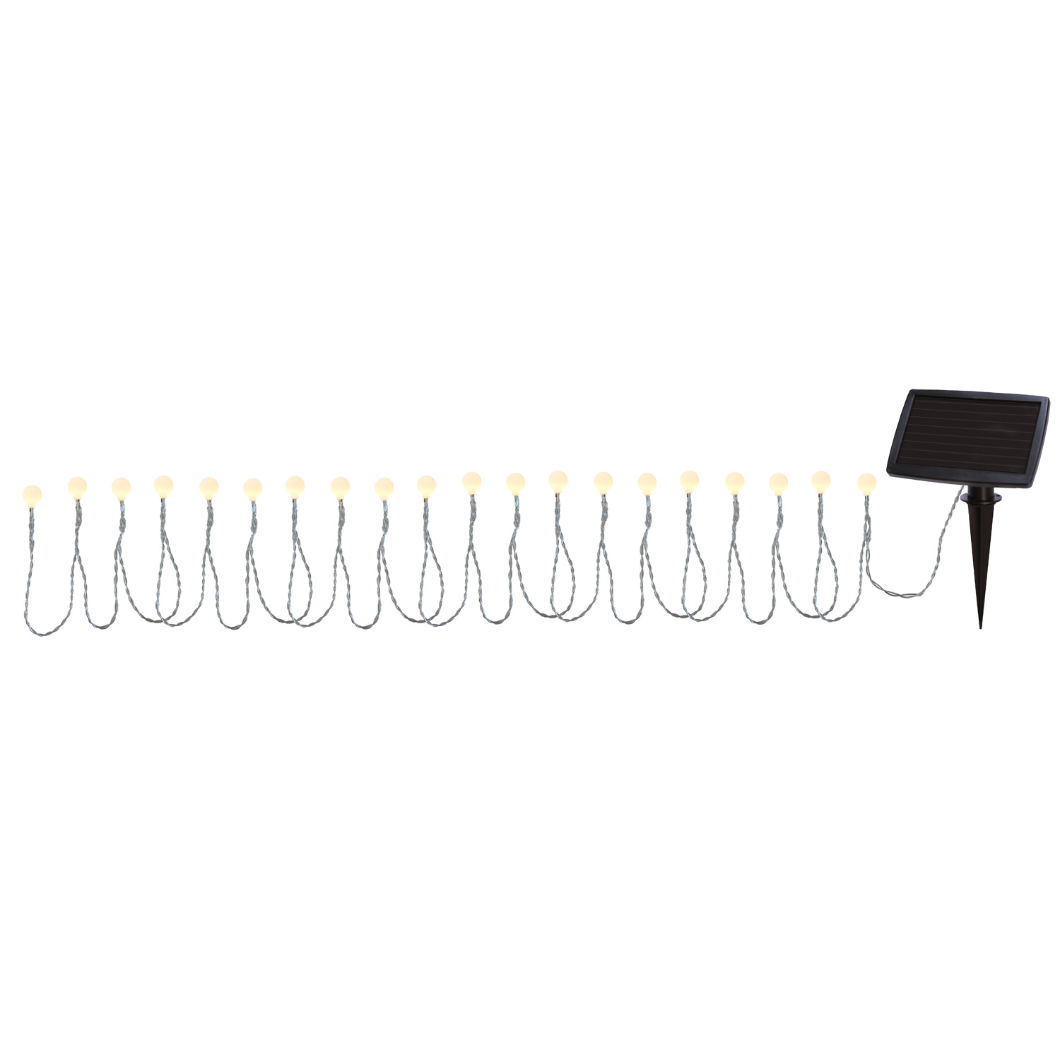 LED Solar Lichterkette Globini - 20 warmweiße LED - L: 4,75m - Dämmerungssensor - für Außen LED Solar Lichterkette Globini - 20 warmweiße LED - L: 4,75m - Dämmerungssensor - für Außen