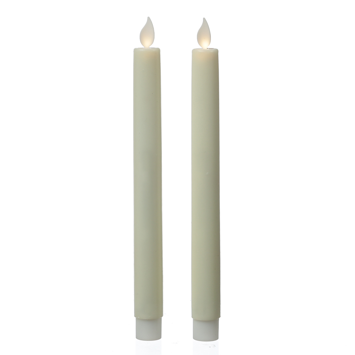 LED Stabkerzen - Kunststoff - bewegliche Flamme - Timer - H: 24cm - creme - 2er Set LED Stabkerzen - Kunststoff - bewegliche Flamme - Timer - H: 24cm - creme - 2er Set