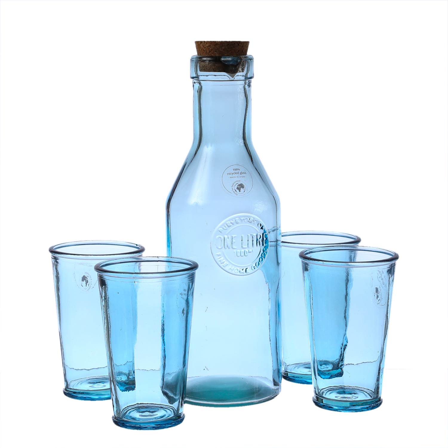 Gläser-Set - Karaffe und 4 Trinkgläser - lebensmittelecht - Glas - 5-teilig