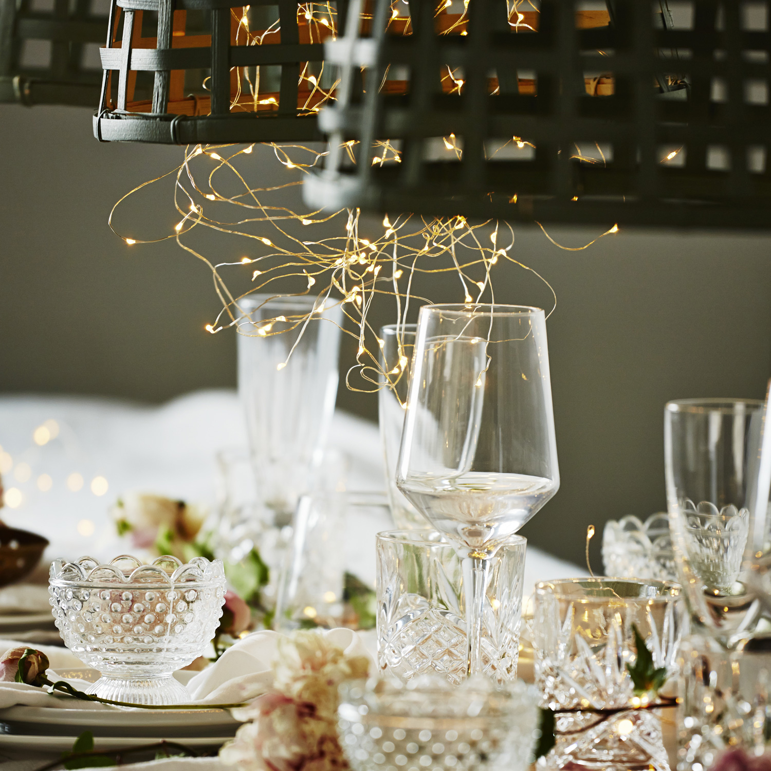 LED Fächer mit 40 warmweißen micro LED - Batterie - Unterwasserbetrieb - 8 Stränge - 45cm