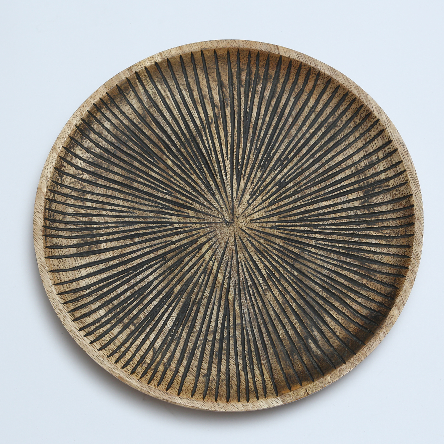 Holzteller - Dekotablett - rund - Mangoholz - D: 29cm - H: 2cm - natur, schwarz Holzteller - Dekotablett - rund - Mangoholz - D: 29cm - H: 2cm - natur, schwarz