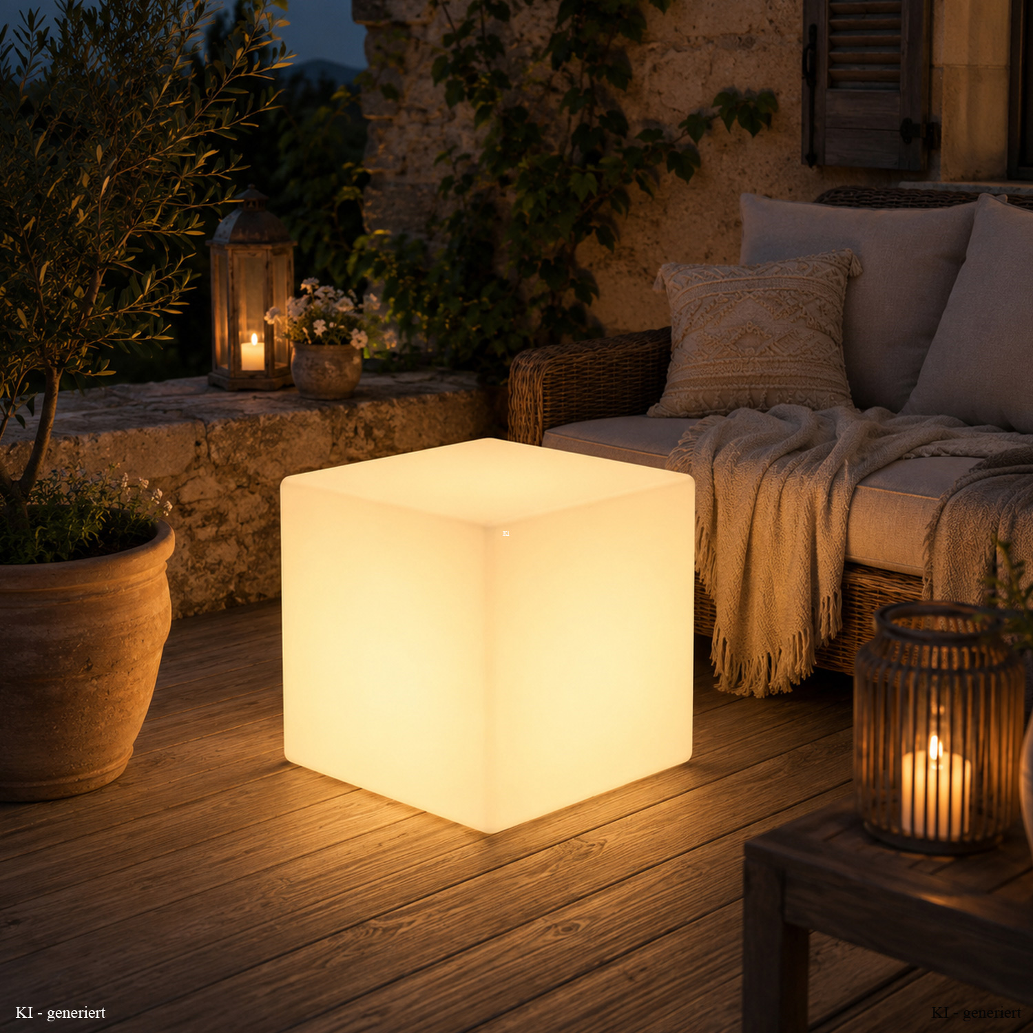 LED Würfel outdoor - Leuchtwürfel 50x50cm - E27 Fassung - warmweiße 1W LED