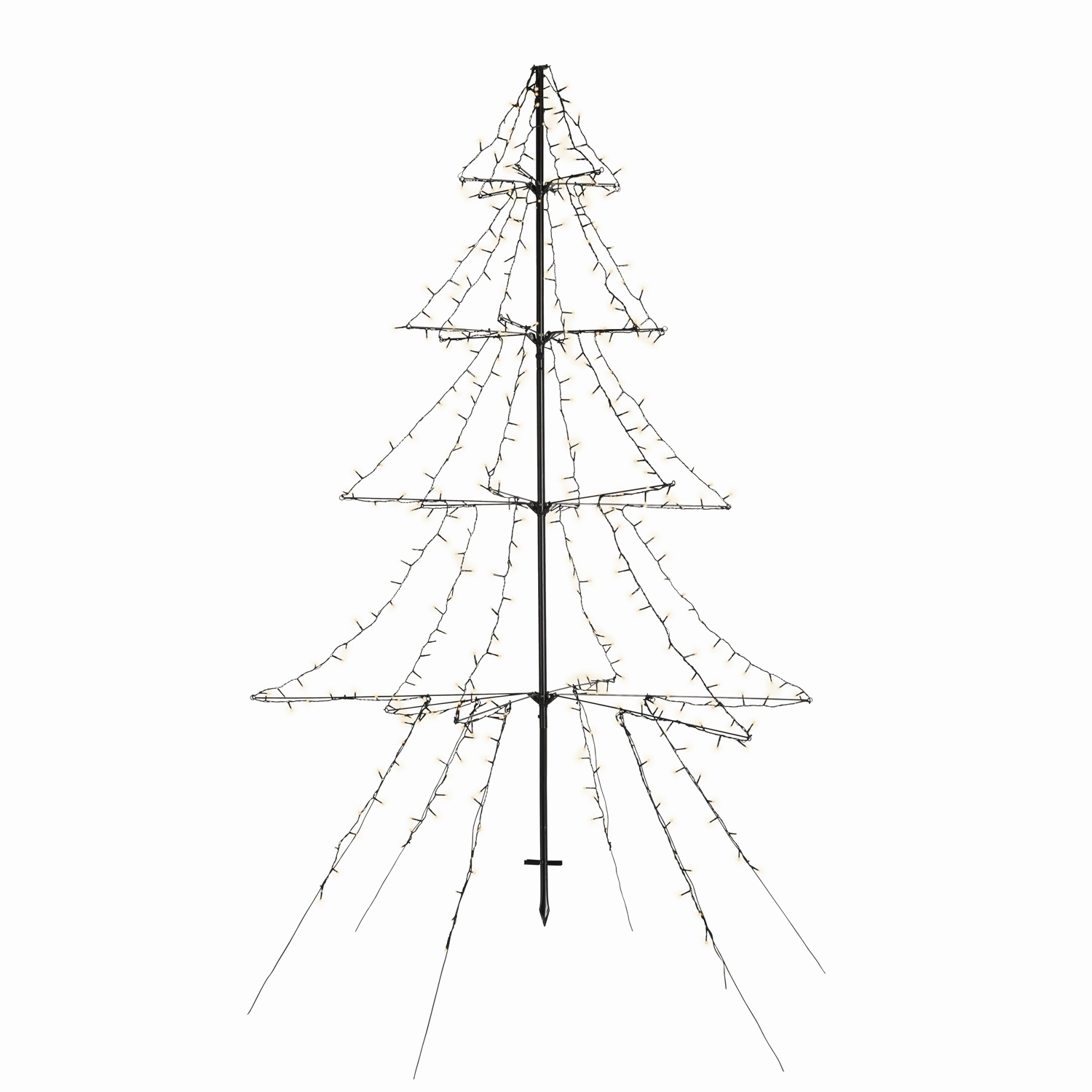 LED Outdoor Weihnachtsbaum - 1800 warmweiße LED - H: 3m - Dimmer - Timer - aufklappbar - schwarz