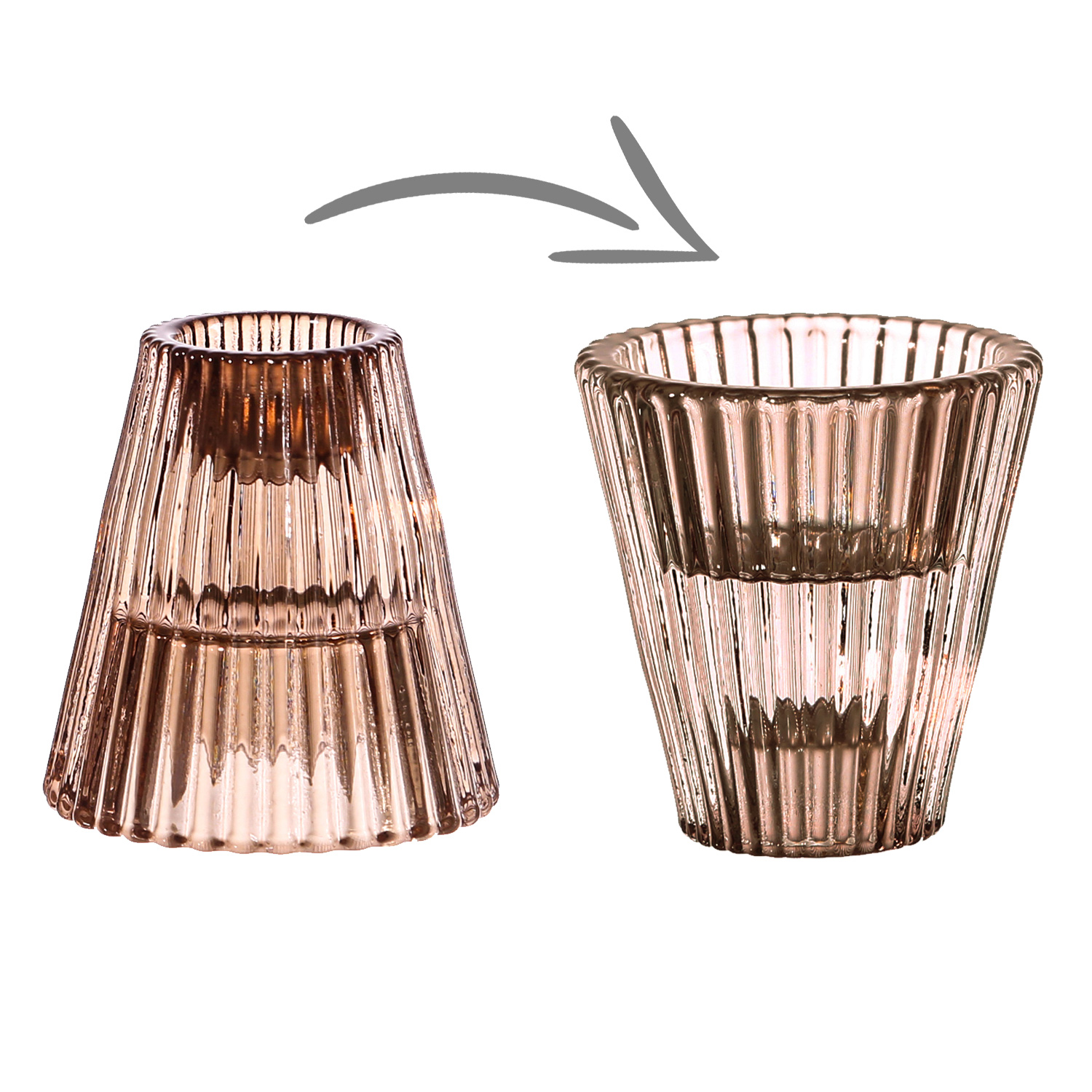 Kerzenhalter - 2in1 - Teelichthalter oder Stabkerzenhalter - Glas - H: 6,5cm - braun Kerzenhalter - 2in1 - Teelichthalter oder Stabkerzenhalter - Glas - H: 6,5cm - braun