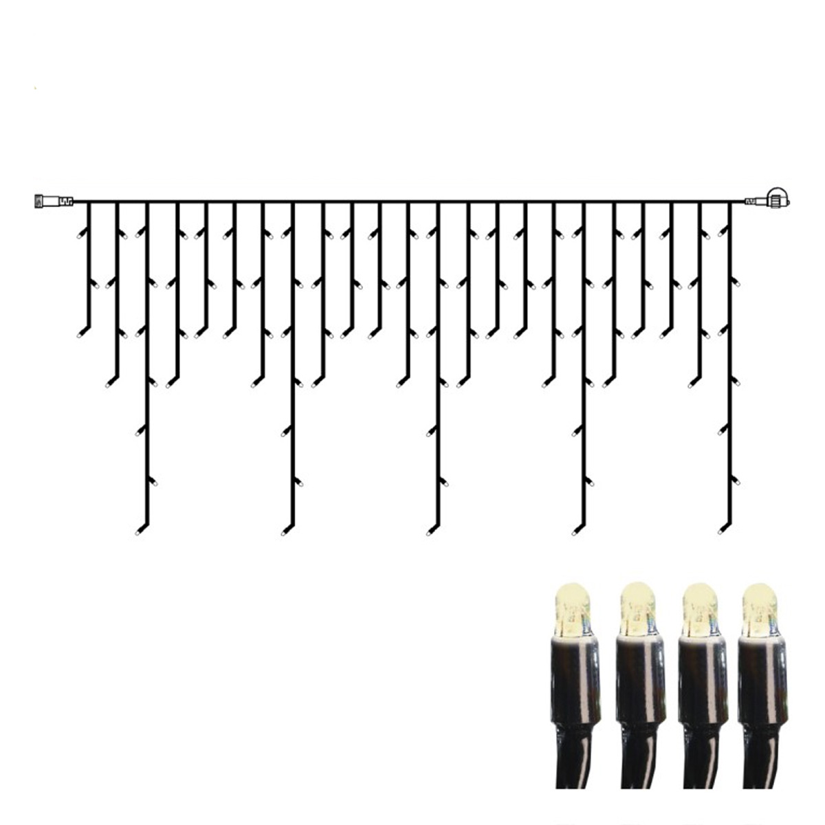 System 24 LED Lichtervorhang Eisregen - 2x1m - 98 warmweiße LED - koppelbar - ohne Trafo System 24 LED Lichtervorhang Eisregen - 2x1m - 98 warmweiße LED - koppelbar - ohne Trafo