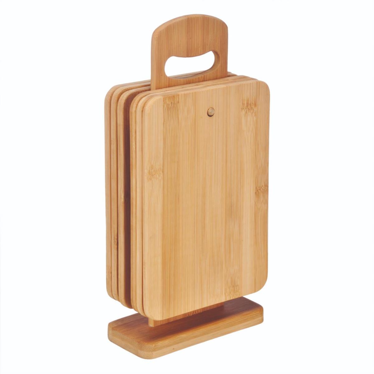 Fruehstuecksbrett - Bambus - inkl. Holzstaender - 22 x 15 x 0-8cm - 6er Set