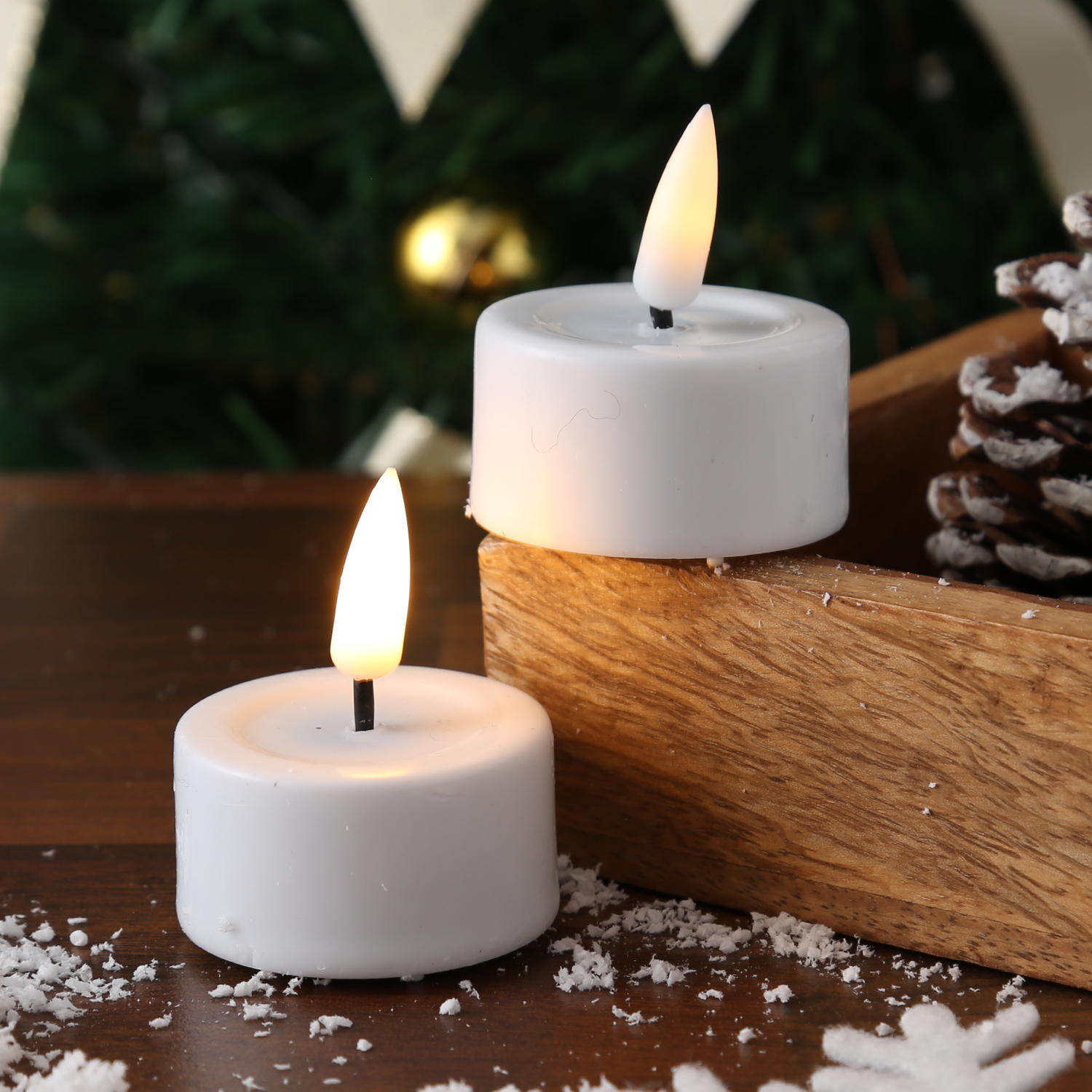 LED Teelichter MIA - Echtwachs - realistische 3D Flamme - D: 4,1cm - Batteriebetrieb - weiß - 2 Stk LED Teelichter MIA - Echtwachs - realistische 3D Flamme - D: 4,1cm - Batteriebetrieb - weiß - 2 Stk