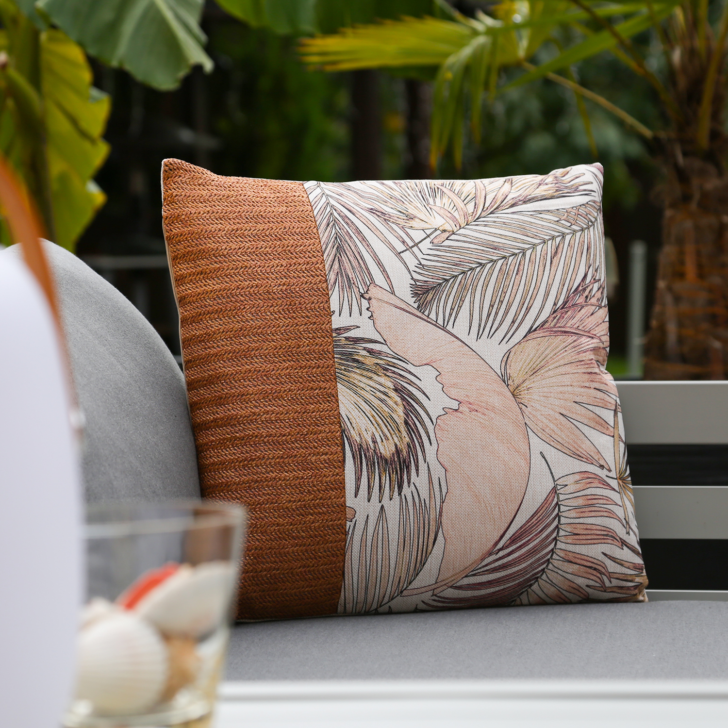 Garten Kissen - Farne - Polyester - wasserabweisend - L: 44cm - Außen - beige, rosa, schwarz, braun Garten Kissen - Farne - Polyester - wasserabweisend - L: 44cm - Außen - beige, rosa, schwarz, braun