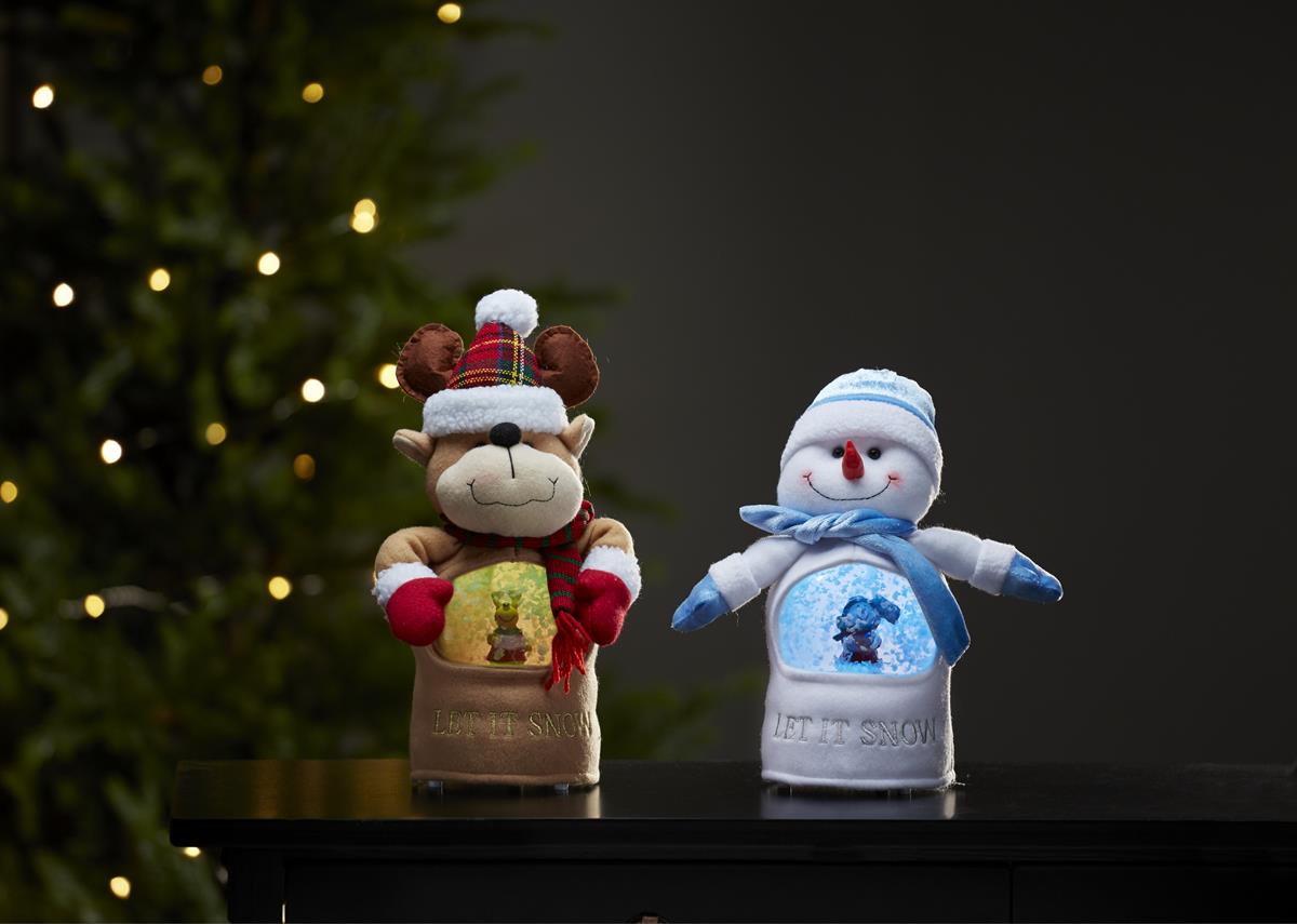 LED Stoff-Figur Rentier - Schneekugel mit Sensor - 1 warmweiße LED - H: 27cm - Batteriebetrieb LED Stoff-Figur Rentier - Schneekugel mit Sensor - 1 warmweiße LED - H: 27cm - Batteriebetrieb