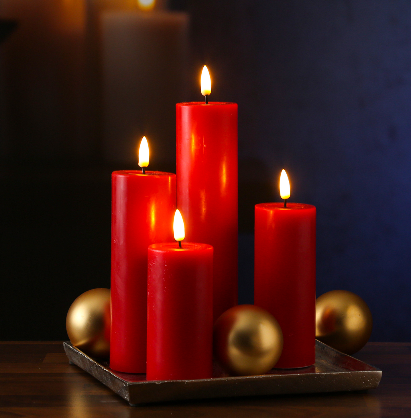 LED Stumpenkerze MIA - Echtwachs - realistische 3D Flamme - H: 15cm - D: 5cm - rot LED Stumpenkerze MIA - Echtwachs - realistische 3D Flamme - H: 15cm - D: 5cm - rot