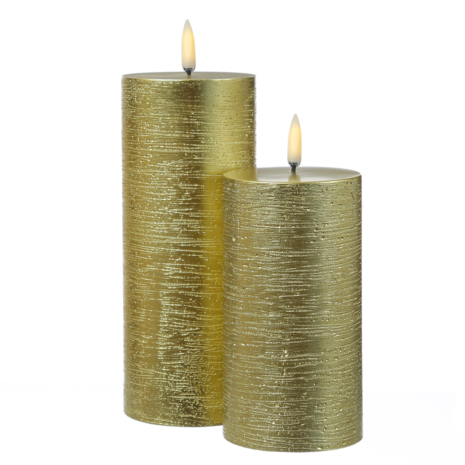 LED Kerze PIA - Rustik-Optik - Echtwachs - H: 15cm - D: 7,8cm - Timer - bis zu 1000 Std. - gold LED Kerze PIA - Rustik-Optik - Echtwachs - H: 15cm - D: 7,8cm - Timer - bis zu 1000 Std. - gold
