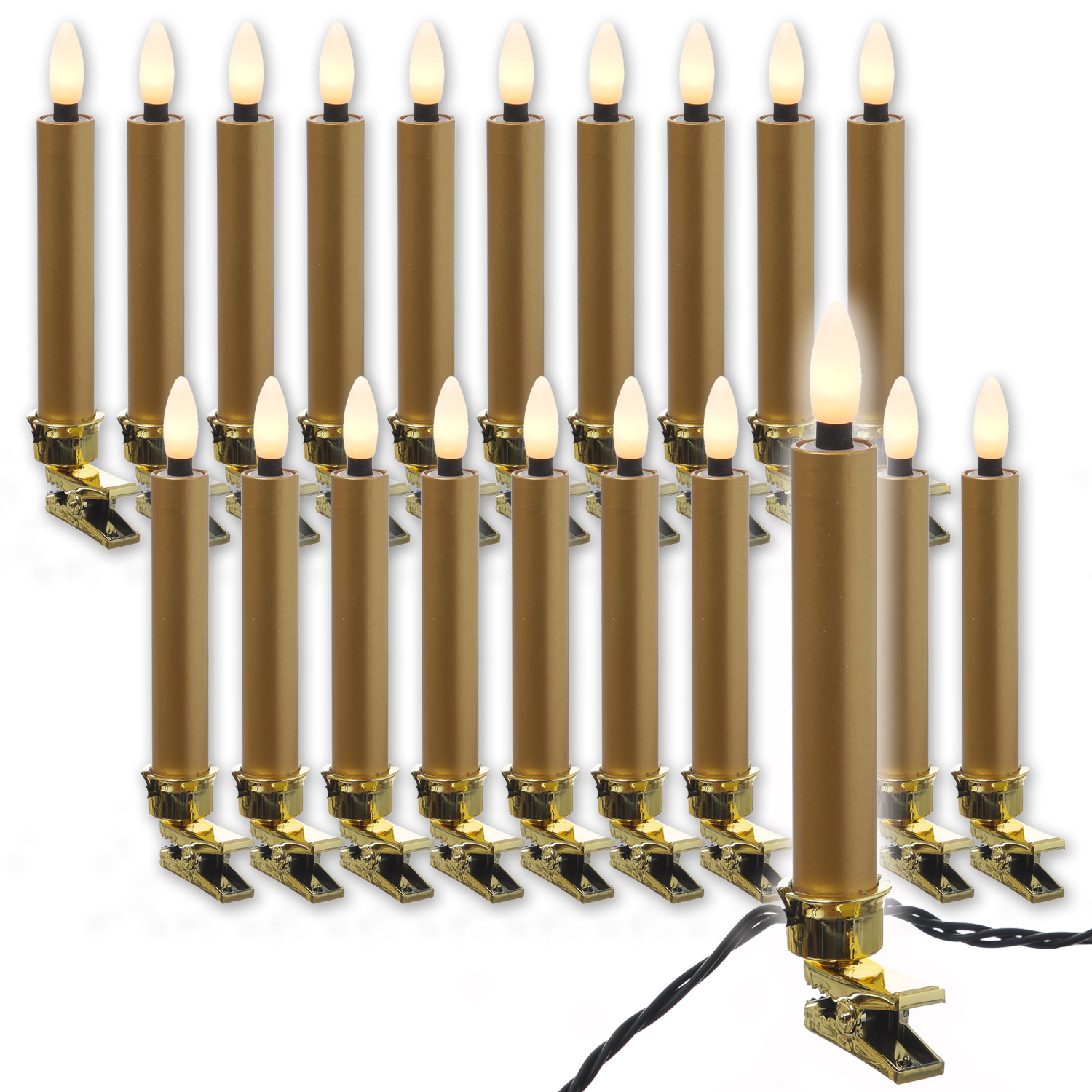 LED Kerzenlichterkette - 20 Christbaumkerzen - Weihnachtsbaumlichterkette - L: 9,5m - Innen/Außen