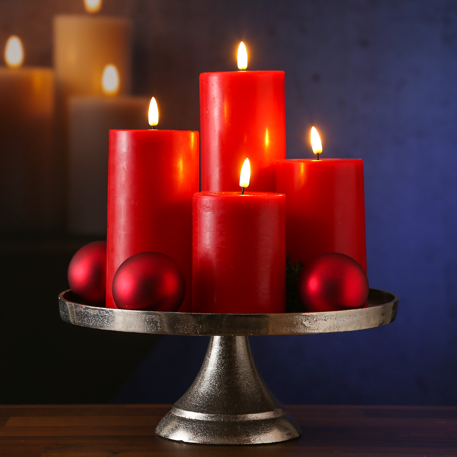 LED Stumpenkerze MIA - Echtwachs - realistische 3D Flamme - H: 12,5cm - D: 7,5cm - rot LED Stumpenkerze MIA - Echtwachs - realistische 3D Flamme - H: 12,5cm - D: 7,5cm - rot