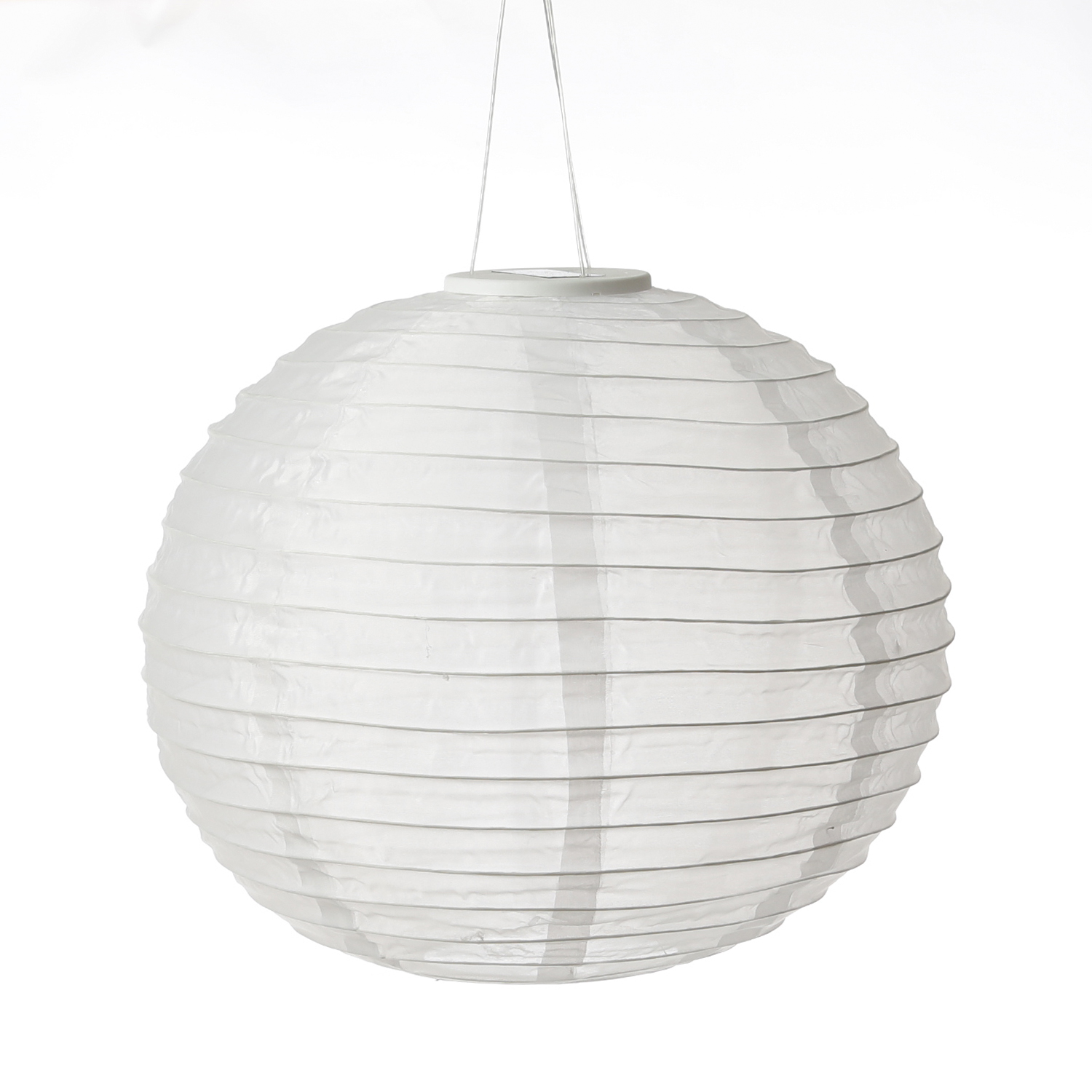 LED Solar Lampion - warmweiße LED - H: 35cm - D: 40cm - Lichtsensor - weiß - 2er Set