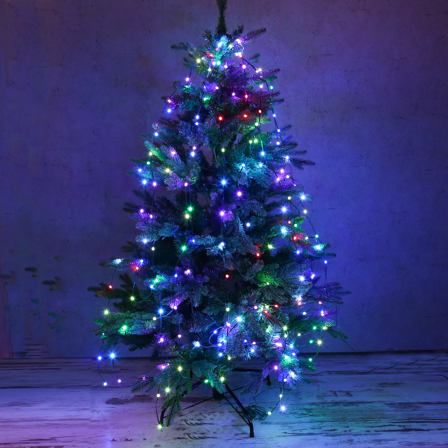 LED Baummantel Lichterkette - 10 Stränge - 180 bunte LED - H: 1,8m - 13 Funktionen - Fernbedienung