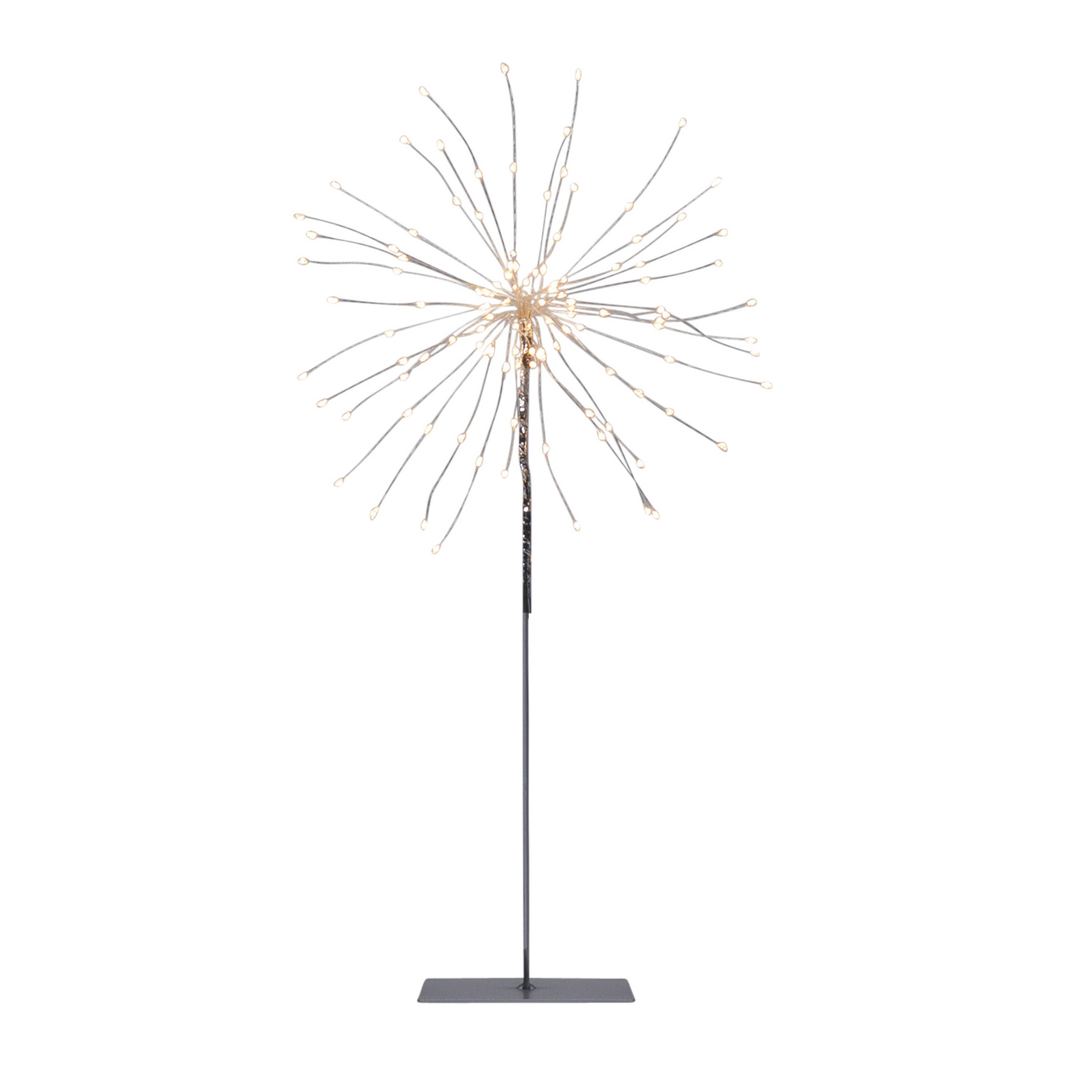 3D LED Stern Feuerwerk - stehend - 120 warmweiße LED - H: 50cm, D: 26cm -  für Innen - silber