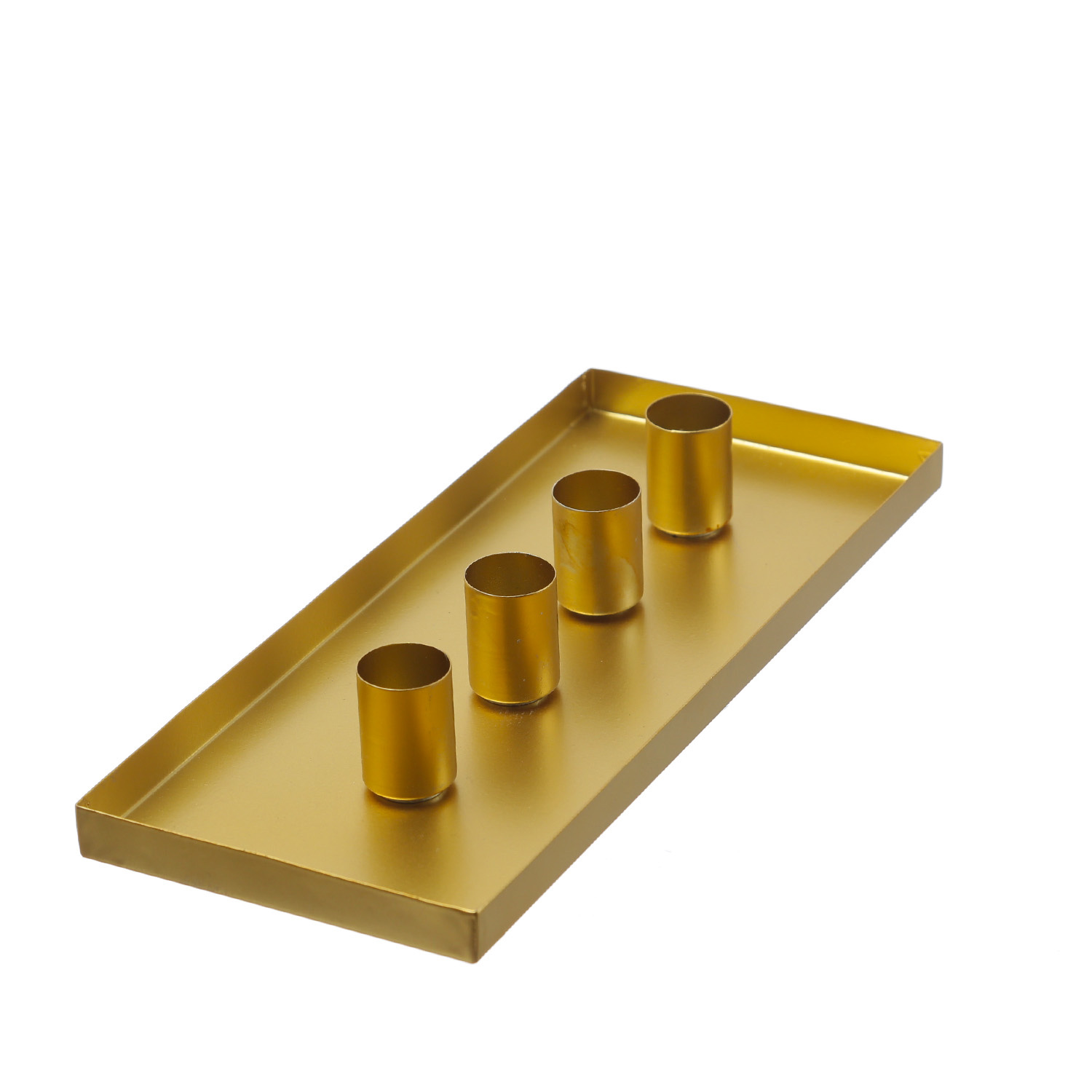 Stabkerzenhalter magnetisch - Kerzenständer für 4 Stabkerzen - Kerzentablett - 29x12cm - gold Stabkerzenhalter magnetisch - Kerzenständer für 4 Stabkerzen - Kerzentablett - 29x12cm - gold