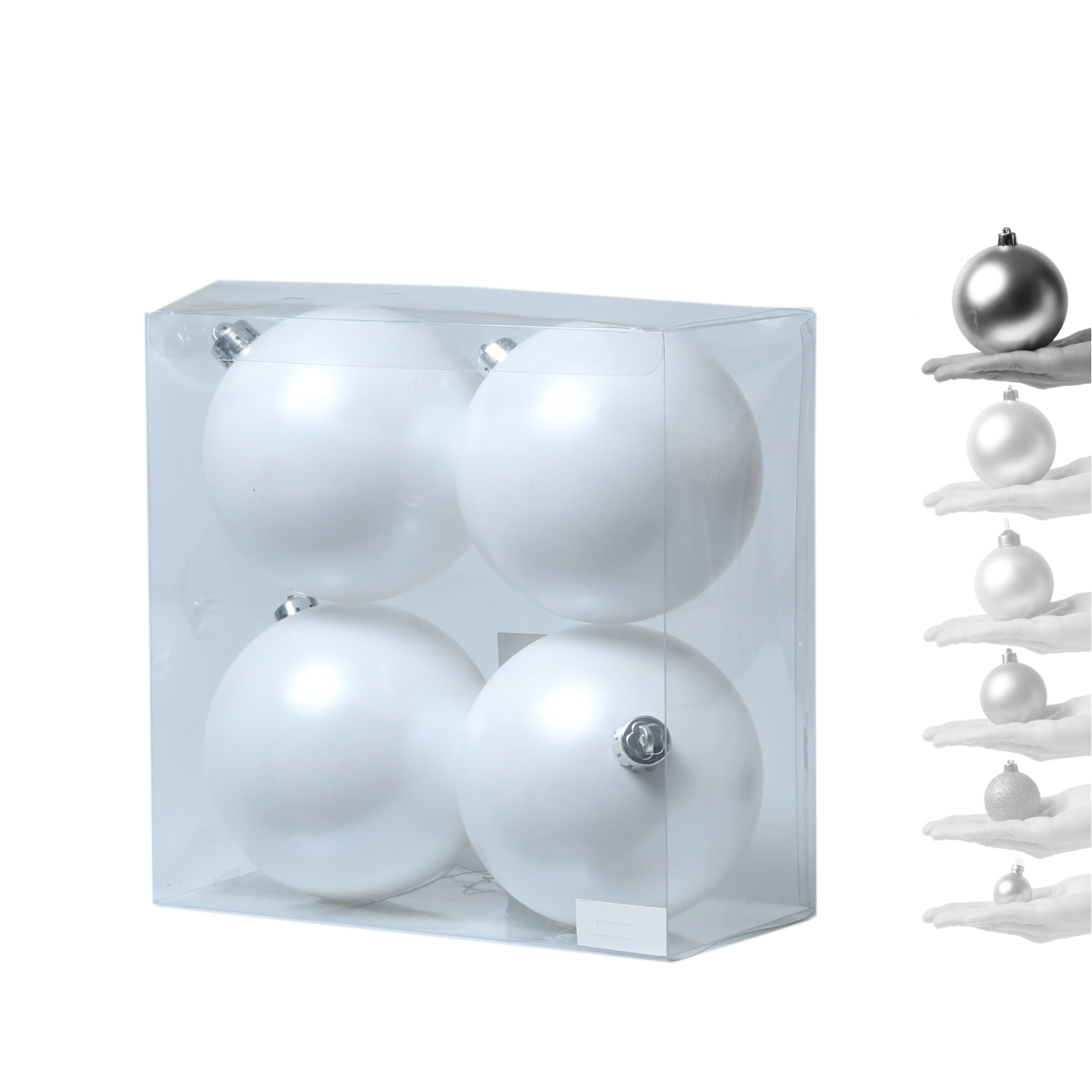 Christbaumkugel - Weihnachtsbaumkugel - bruchfest - D: 10cm - glänzend und matt - weiß - 4er Set Christbaumkugel - Weihnachtsbaumkugel - bruchfest - D: 10cm - glänzend und matt - weiß - 4er Set