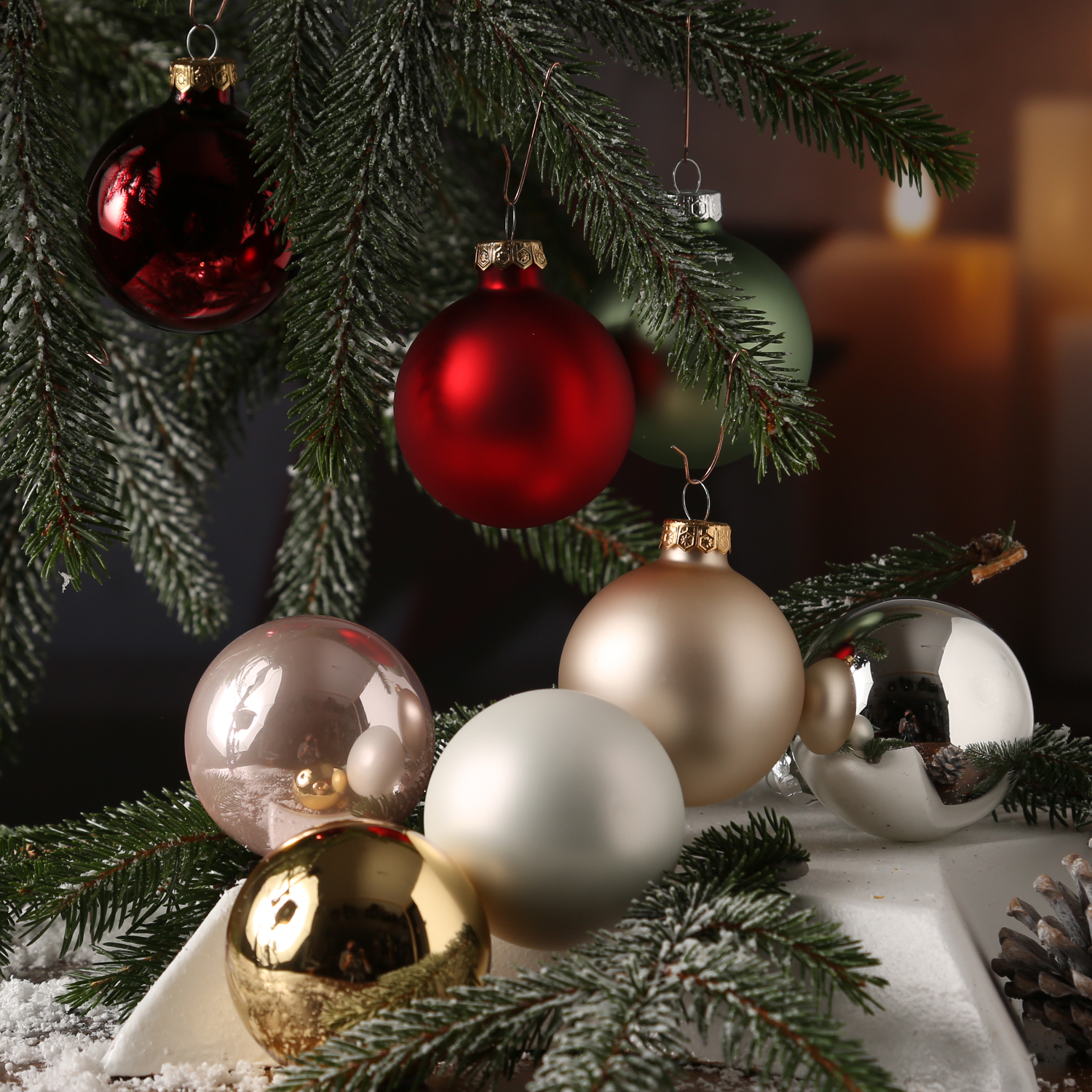 Christbaumkugel - Weihnachtsbaumkugel - Glas - D: 6cm - glänzend und matt - weiß - 20er Set
