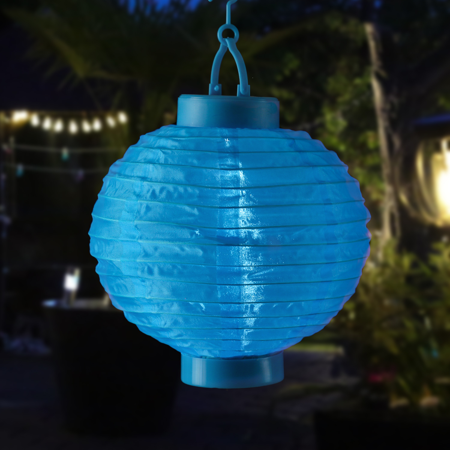 LED Solar Lampion - kaltweiße LED - H: 23cm - D: 20cm - Lichtsensor - blau LED Solar Lampion - kaltweiße LED - H: 23cm - D: 20cm - Lichtsensor - blau