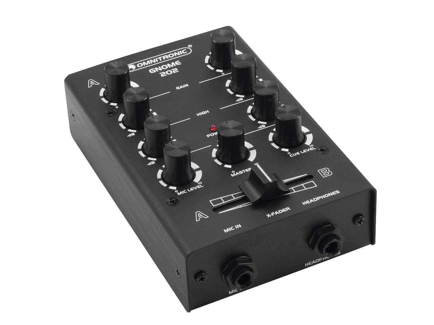 Kompakt DJ Mixer GNOME-202 Mini-Mixer schwarz - 2 Kanäle