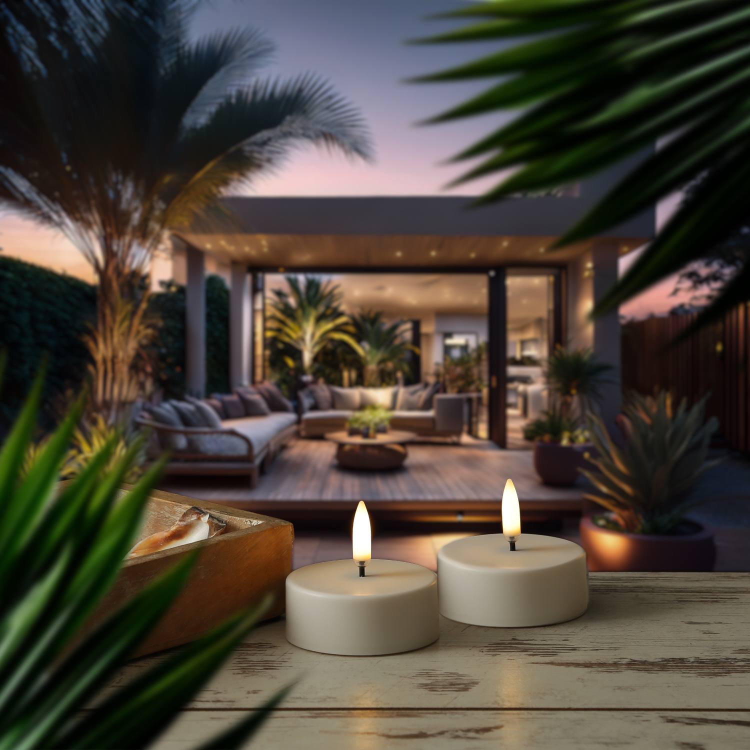 LED Maxi Teelichter - 2 wiederaufladbare LED Teelichter - D: 6cm - Timer - weiß - für Außen LED Maxi Teelichter - 2 wiederaufladbare LED Teelichter - D: 6cm - Timer - weiß - für Außen