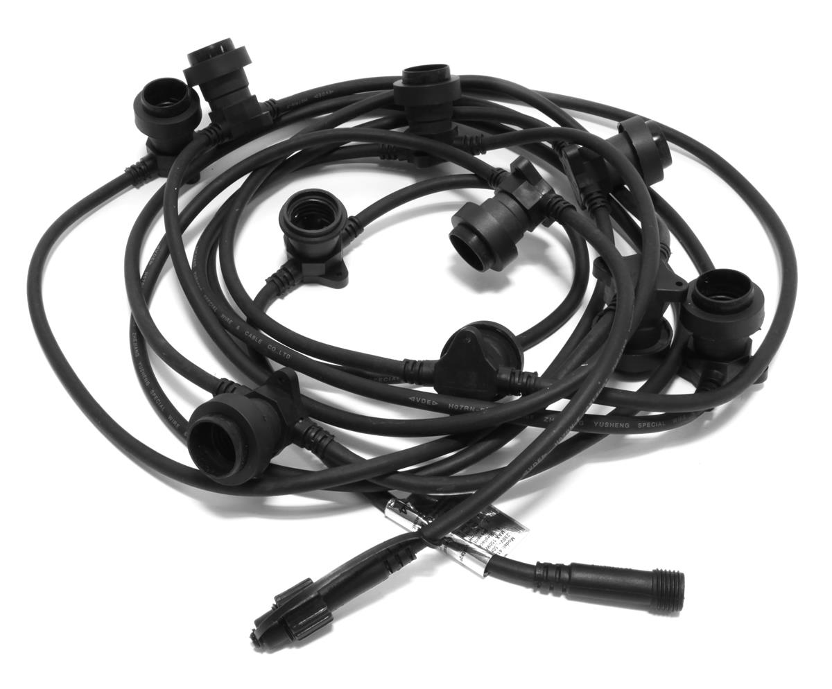 Komplettset CONNECTA BLACK - Lichterkette 7,35m+5m Zuleitung - 10 x Edison Leuchtmittel - IP44