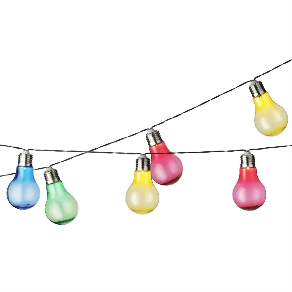 B-Ware LED Solar Lichterkette - 10 warmweiße LED - L: 4,5m - Außen - Lichtsensor - bunte Glühbirnen