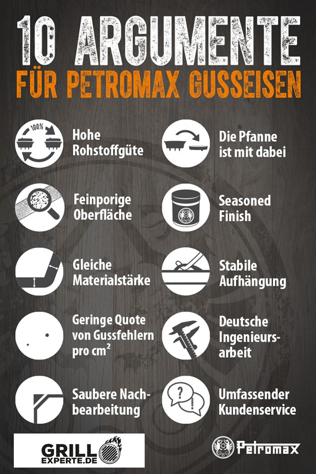 Petromax Grill-/Feuerpfanne fp20h-t - mit 2 Henkeln - D: 20cm - Gusspfanne - 1l