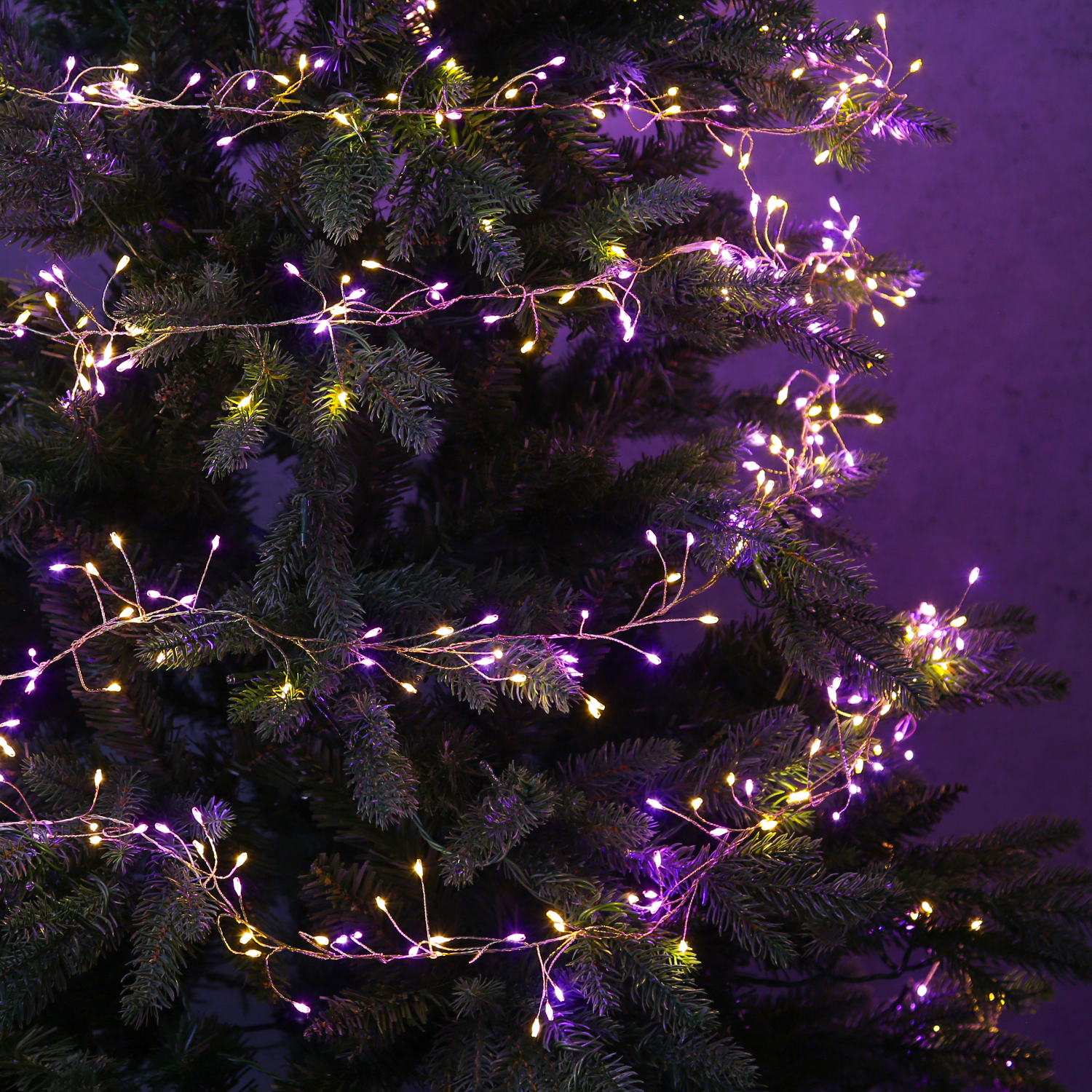 LED Draht Büschellichterkette Compact - 480 pink-/bernstein LED - L:6m - 8 Funktionen - Trafo - gold LED Draht Büschellichterkette Compact - 480 pink-/bernstein LED - L:6m - 8 Funktionen - Trafo - gold