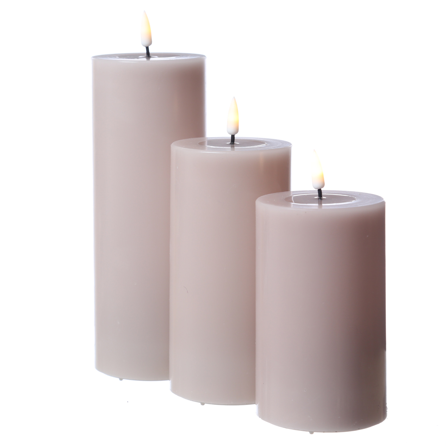 LED Stumpenkerze MIA - Echtwachs - realistische 3D Flamme - H: 12,5cm - D: 7,5cm - altrosa LED Stumpenkerze MIA - Echtwachs - realistische 3D Flamme - H: 12,5cm - D: 7,5cm - altrosa