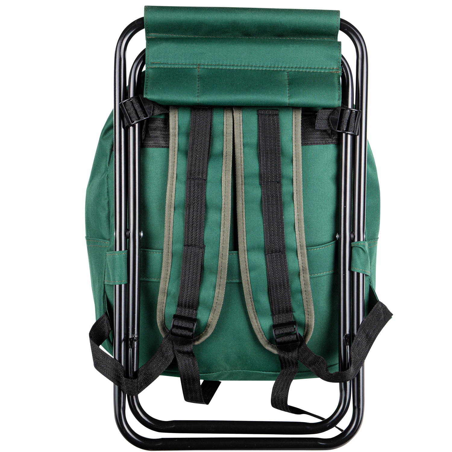 Angel-Hocker mit Rucksack - Staufächer - tarngrün