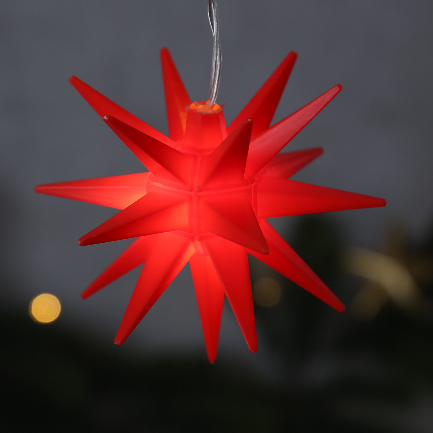 LED Lichterkette 3D Sterne - 8 warmweiße LED - L: 2,80m - Trafo - für Außen - rot LED Lichterkette 3D Sterne - 8 warmweiße LED - L: 2,80m - Trafo - für Außen - rot