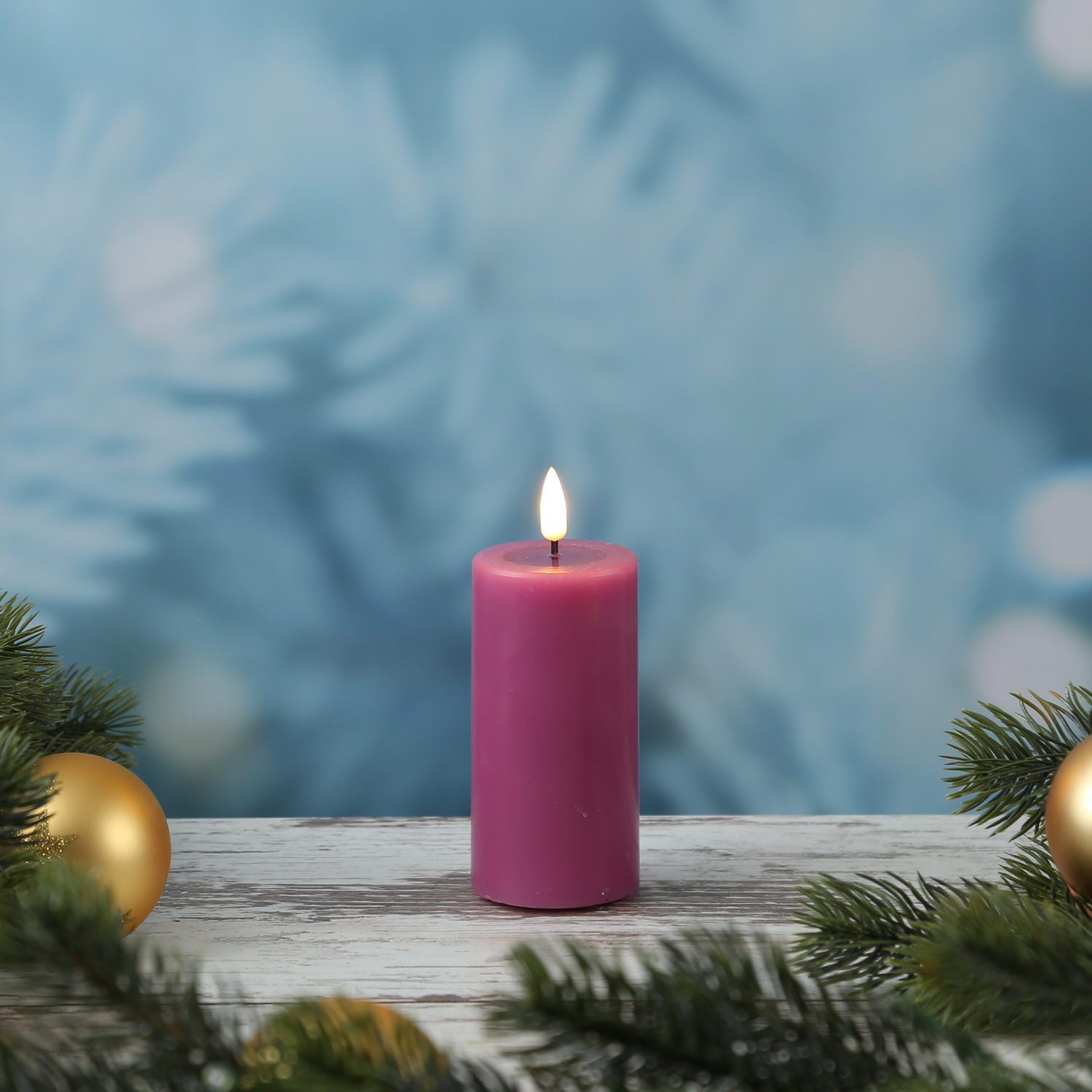 LED Stumpenkerze MIA - Echtwachs - realistische 3D Flamme - H: 10cm - D: 5cm - malve LED Stumpenkerze MIA - Echtwachs - realistische 3D Flamme - H: 10cm - D: 5cm - malve