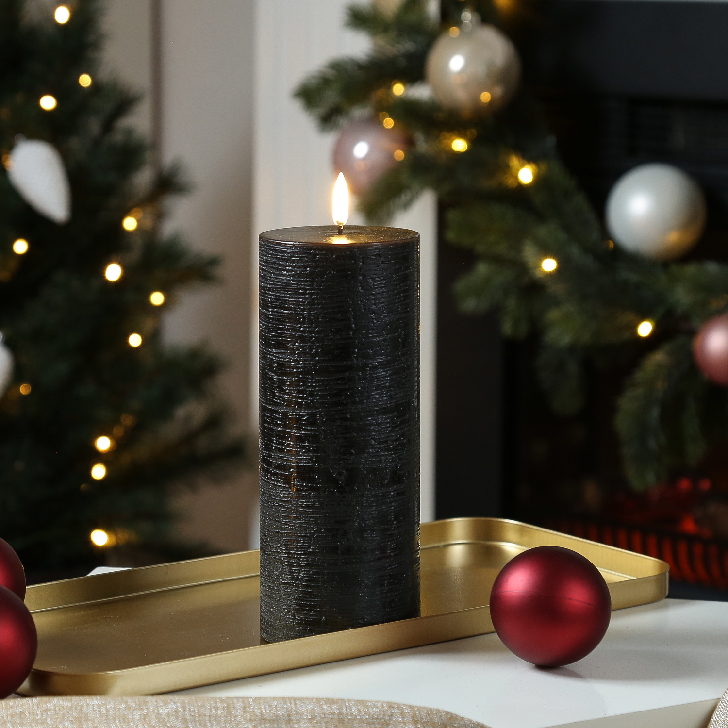 LED Kerze PIA - Rustik-Optik - Echtwachs - H: 20cm - D: 7,8cm - Timer - bis zu 1000 Std. - schwarz LED Kerze PIA - Rustik-Optik - Echtwachs - H: 20cm - D: 7,8cm - Timer - bis zu 1000 Std. - schwarz