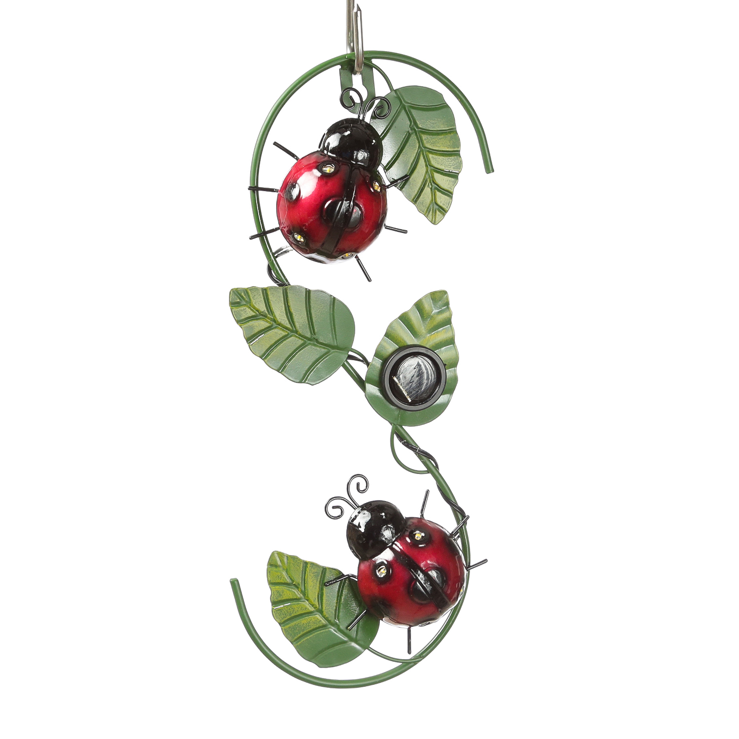 LED Solar Wanddeko Marienkäfer - 8 warmweiße LED - Metall - H: 30cm - Dämmerungssensor