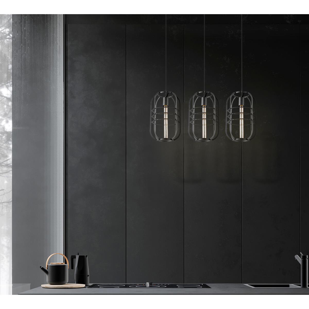 Pendelleuchte NERO 3fach - 3 x E27 - schwarz - Industrie-Design