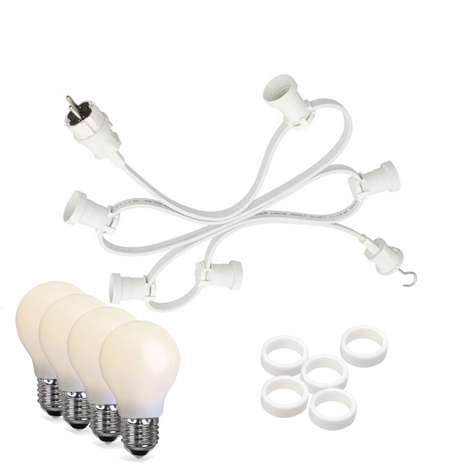 Illu-/Partylichterkette 5m - Außen - Made in Germany - 5 bruchfeste opale LED Tropfenlampen Illu-/Partylichterkette 5m - Außen - Made in Germany - 5 bruchfeste opale LED Tropfenlampen