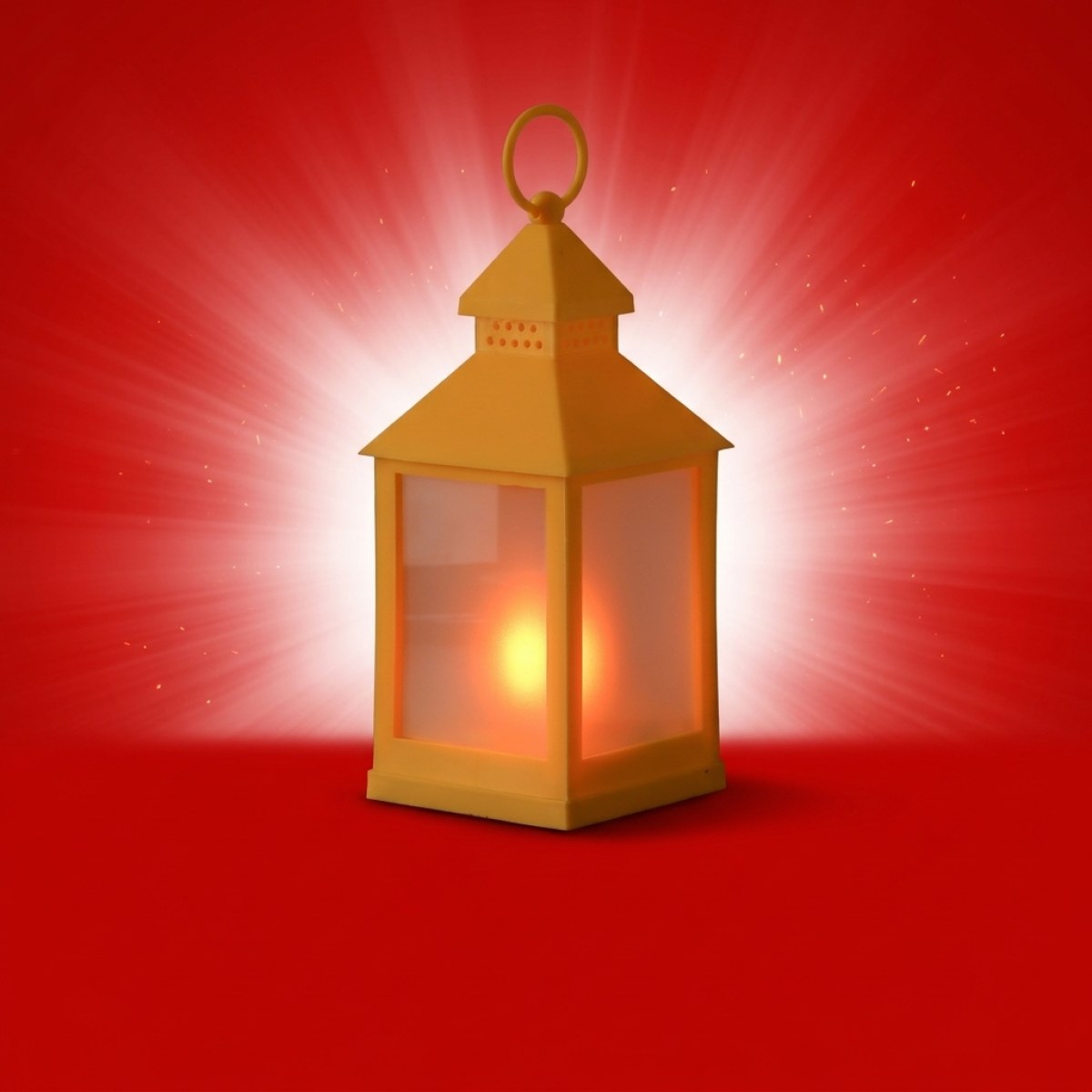 LED Laterne - mit Flammeneffekt - flackernde LED - H: 24cm - Batteriebetrieb - gelb